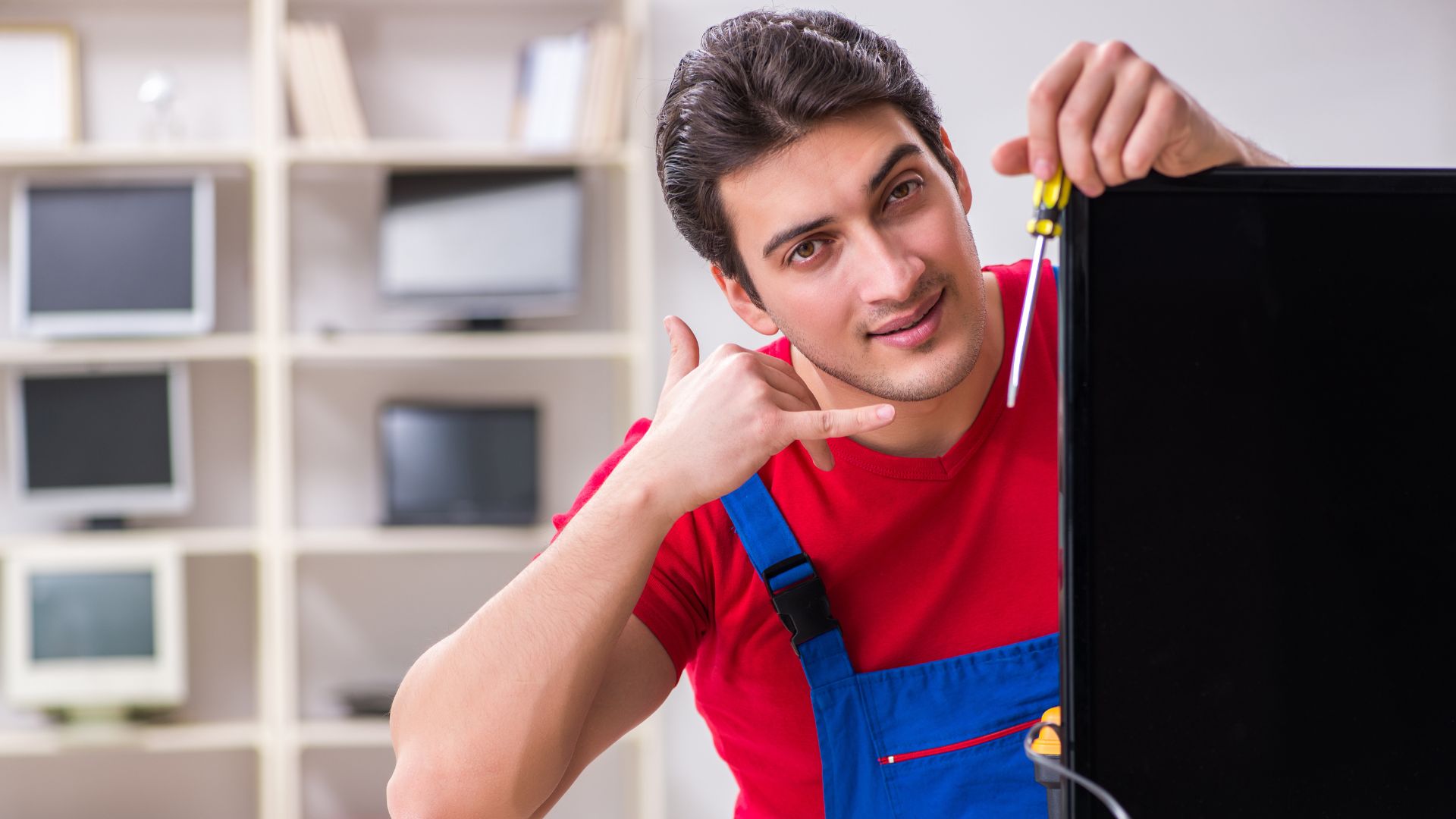 Professional Repair Engineer Repairing Broken Tv