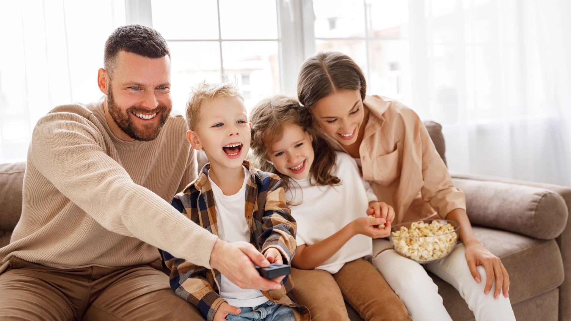 family watching tv